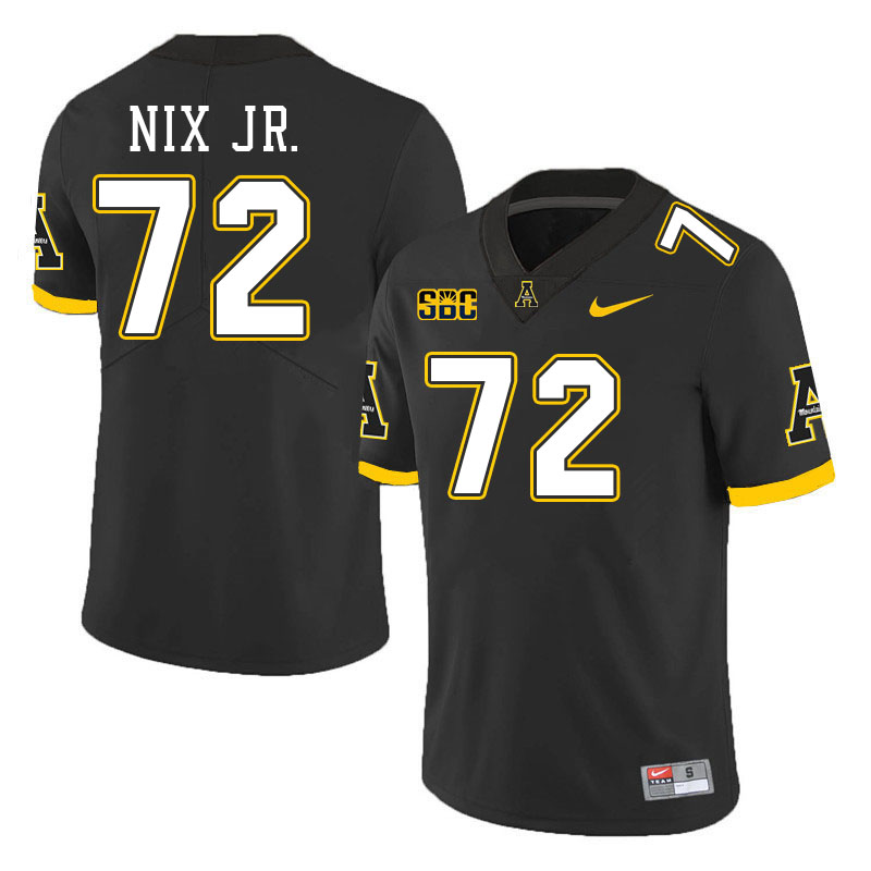 Appalachian State Mountaineers #72 Denell Nix Jr. College Football Jerseys Stitched-Black Appalachian State Mountaineers #72 Denell Nix Jr. College Football Jerseys Stitched-Black